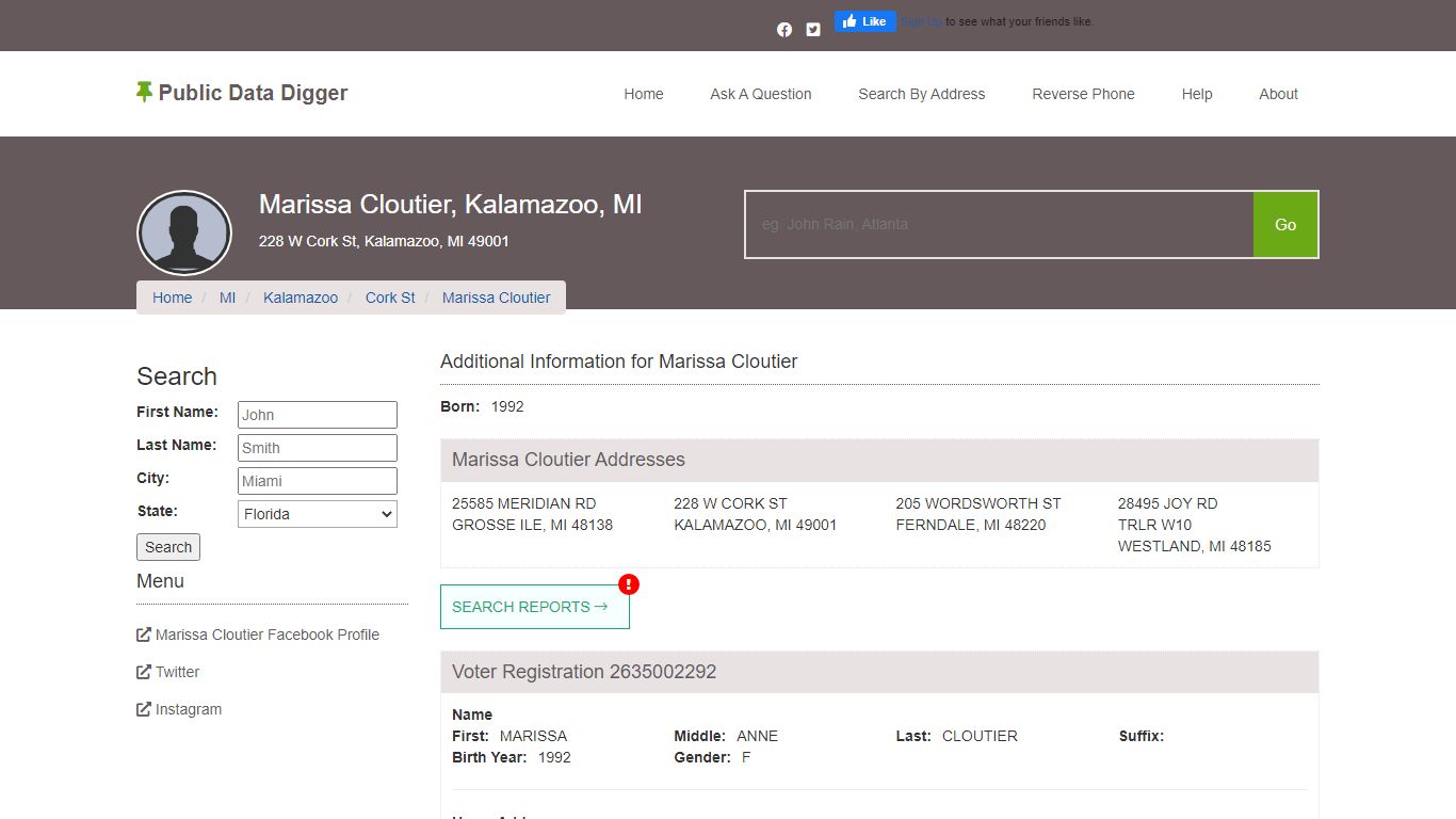 Marissa A Cloutier - KALAMAZOO, MI - PublicDataDigger.com