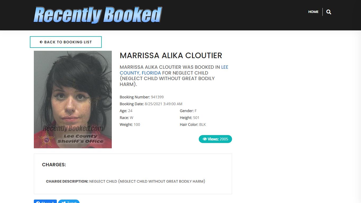 MARRISSA ALIKA CLOUTIER - Recently Booked